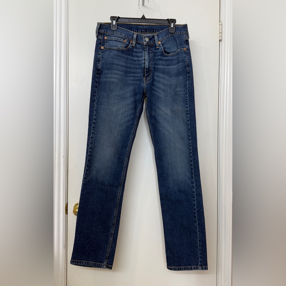 Levi's 514 Jeans Mens 34x34 Blue Pockets Denim Dark Wash
